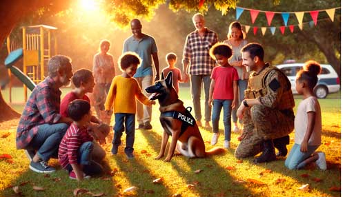 perro policia amable