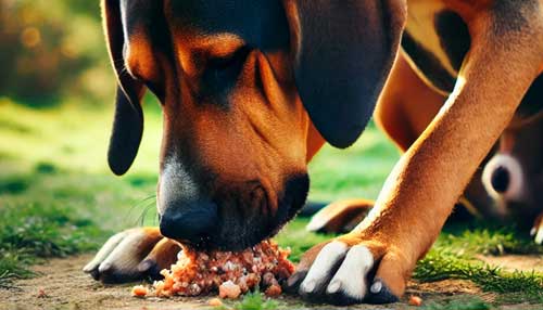 imagen del Sabueso de Dunker comiendo