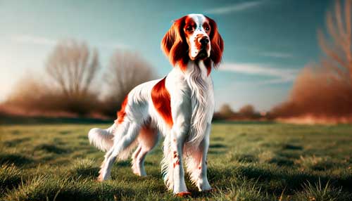Setter irlandés rojo y blanco aspecto